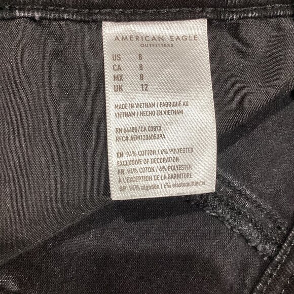 American Eagle Outfitters Black Button‑Front A‑Line Denim Mini Skirt - Picture 2 of 5